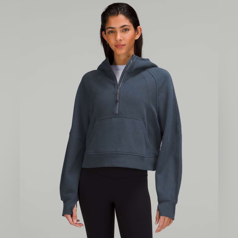 lululemon scuba oversized half zip, in the shade iron blue, size XL/XL